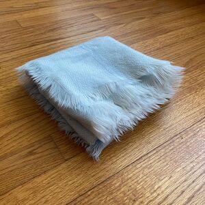 Soft Fuzzy Blue Plaid Woven Baby Blanket for Crib Bassinet Fringe Square Nursery